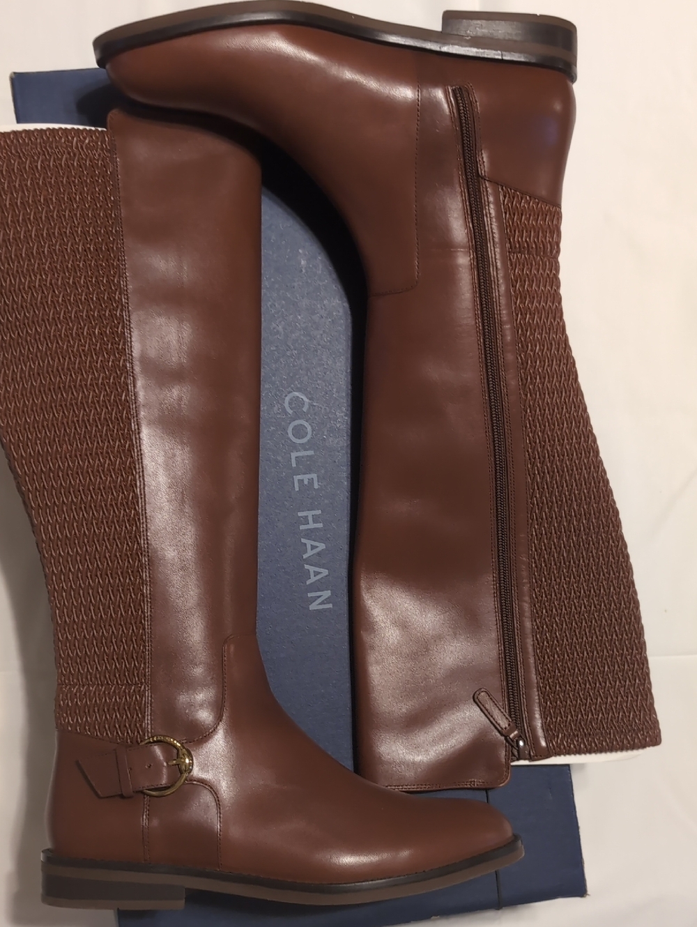 Cole Haan Brown Leather Leather Riding Boots, Size8.5 New In Box